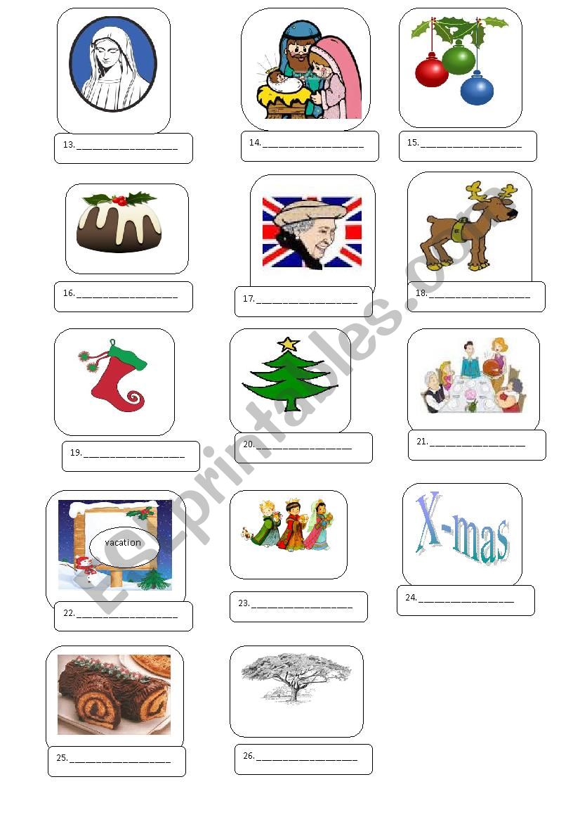 Christmas Alphabet-Part 2 with answer key