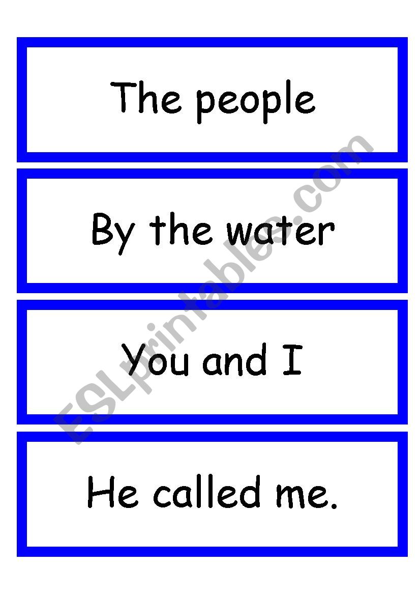 Sight word sentence/phrase cards