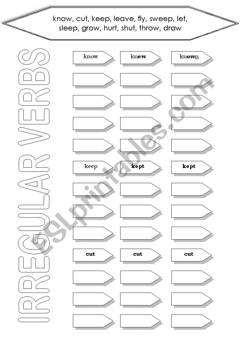 Irregular Verbs (with key) worksheet