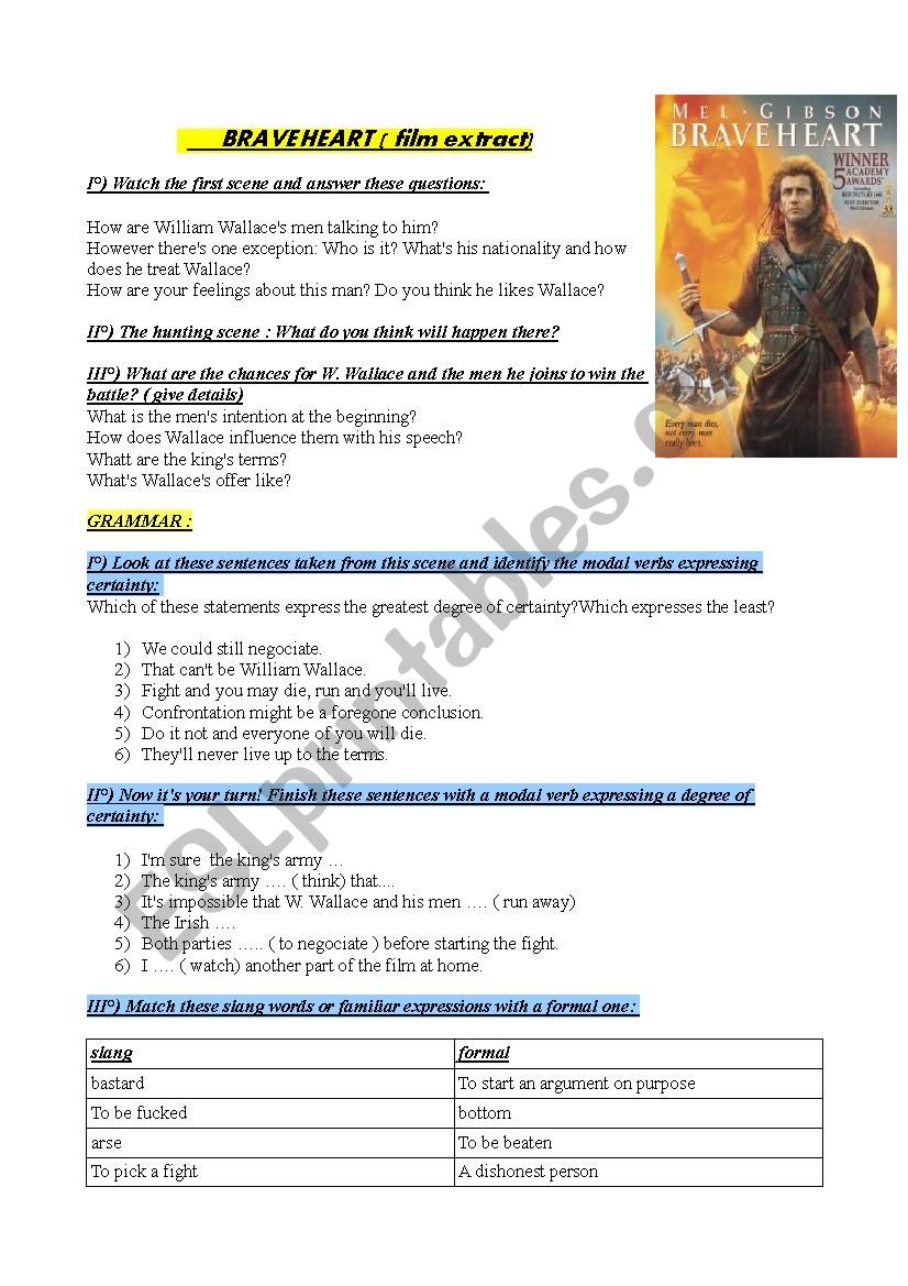 Film: Braveheart worksheet