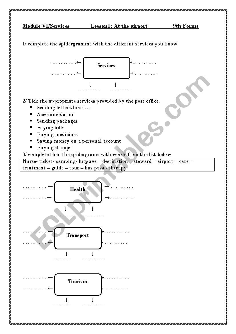 At the airport worksheet