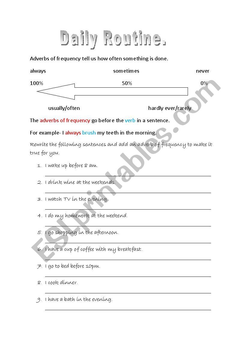 Daily Routine worksheet