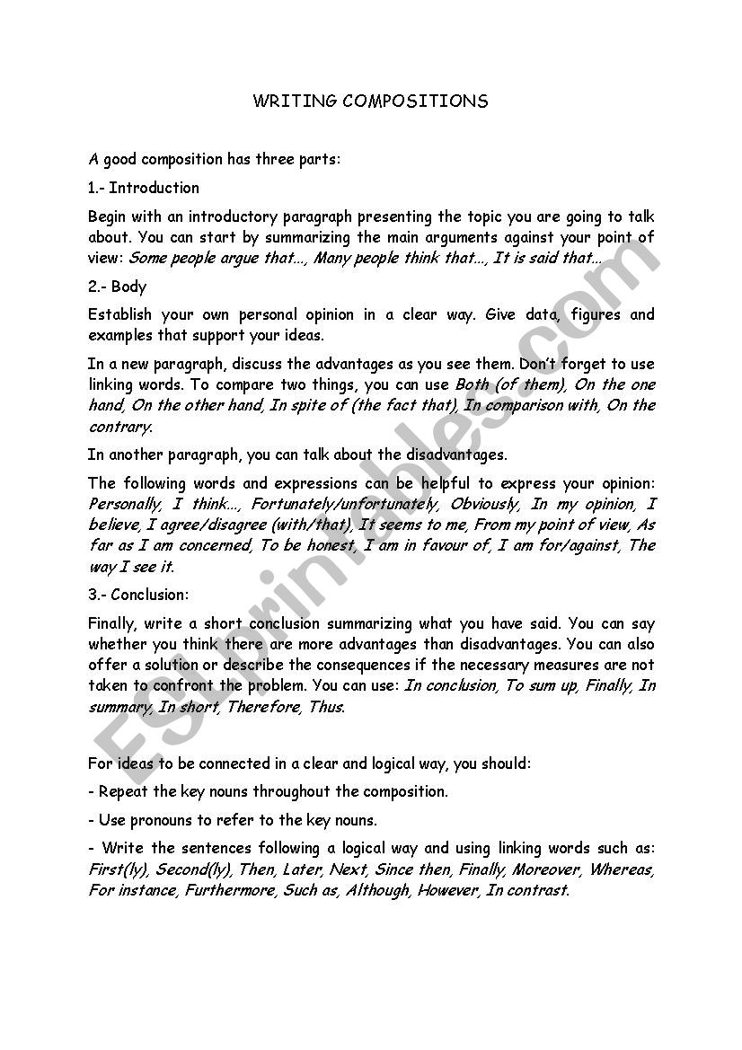Writing Compositions worksheet