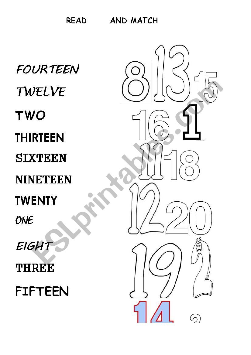 NUMBERS 1_20 worksheet