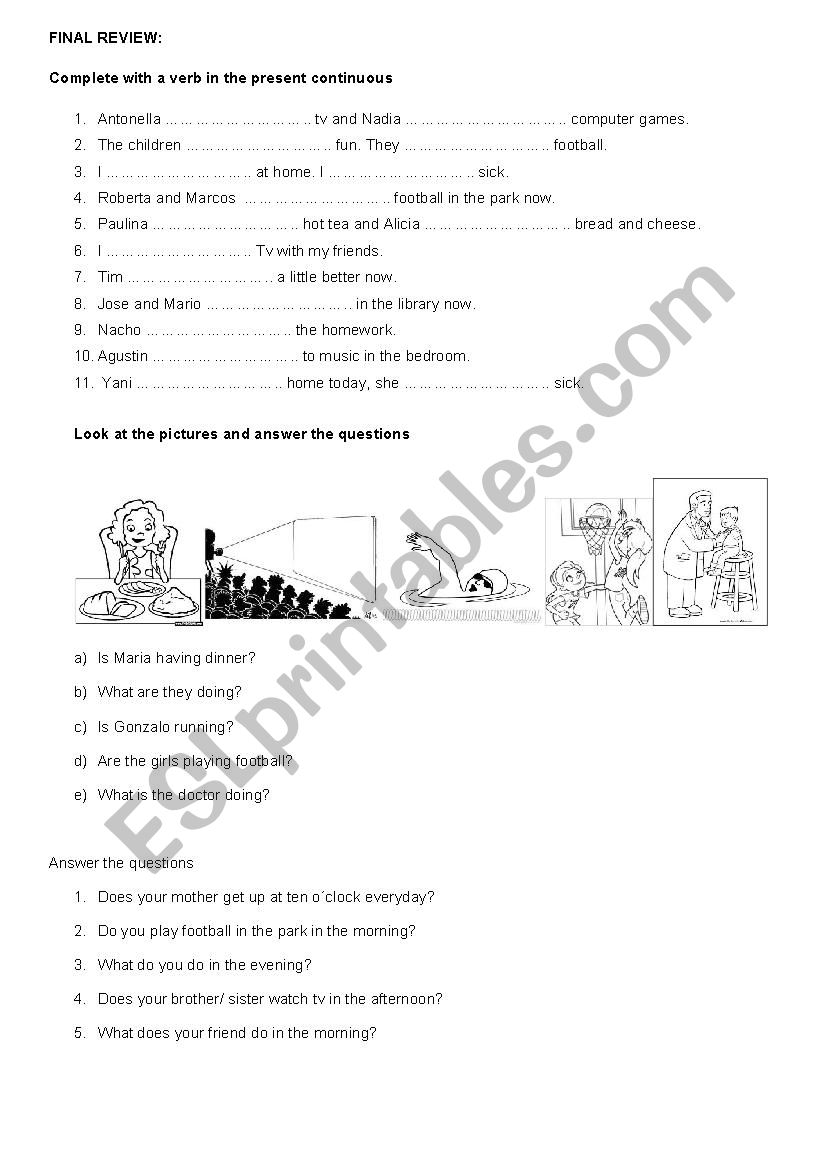 PRESENT SIMPLE AND CONTINUOUS worksheet