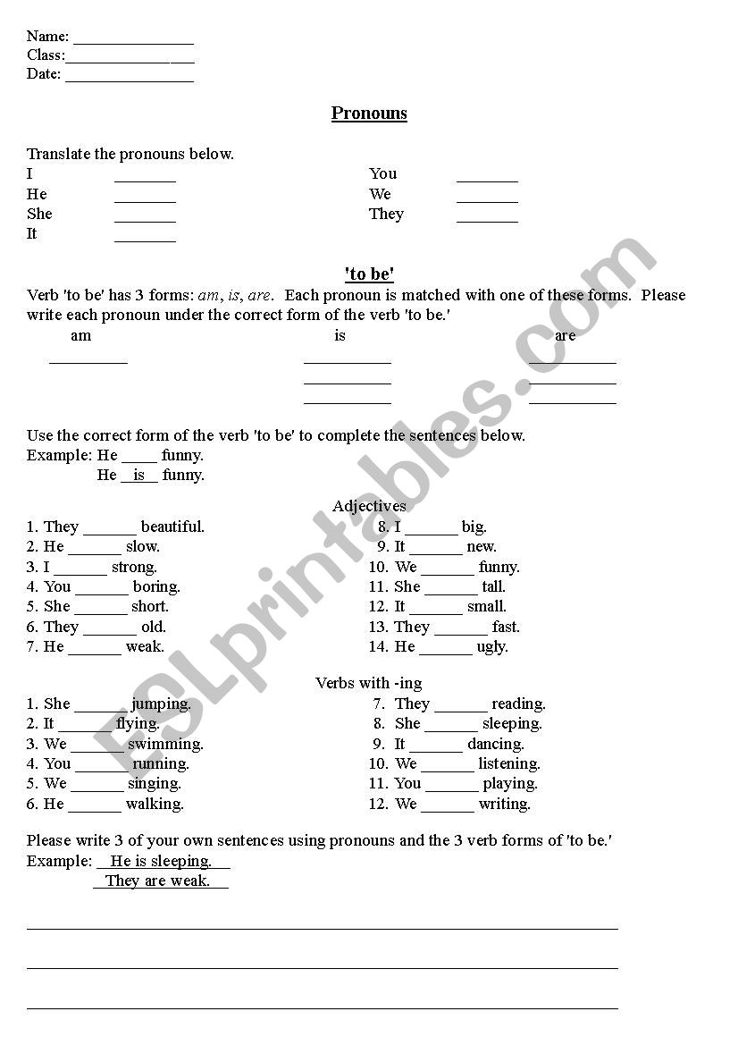 Personal Pronouns and the verb 