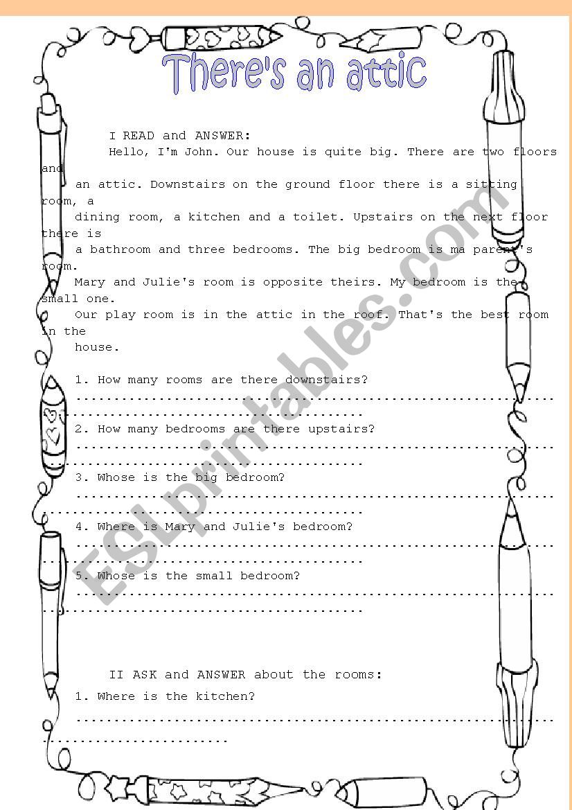 Funny house worksheet