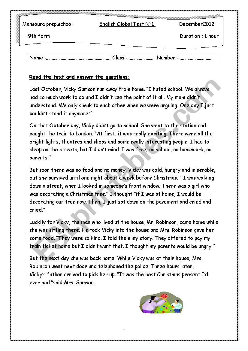 global test NÂ°1 worksheet