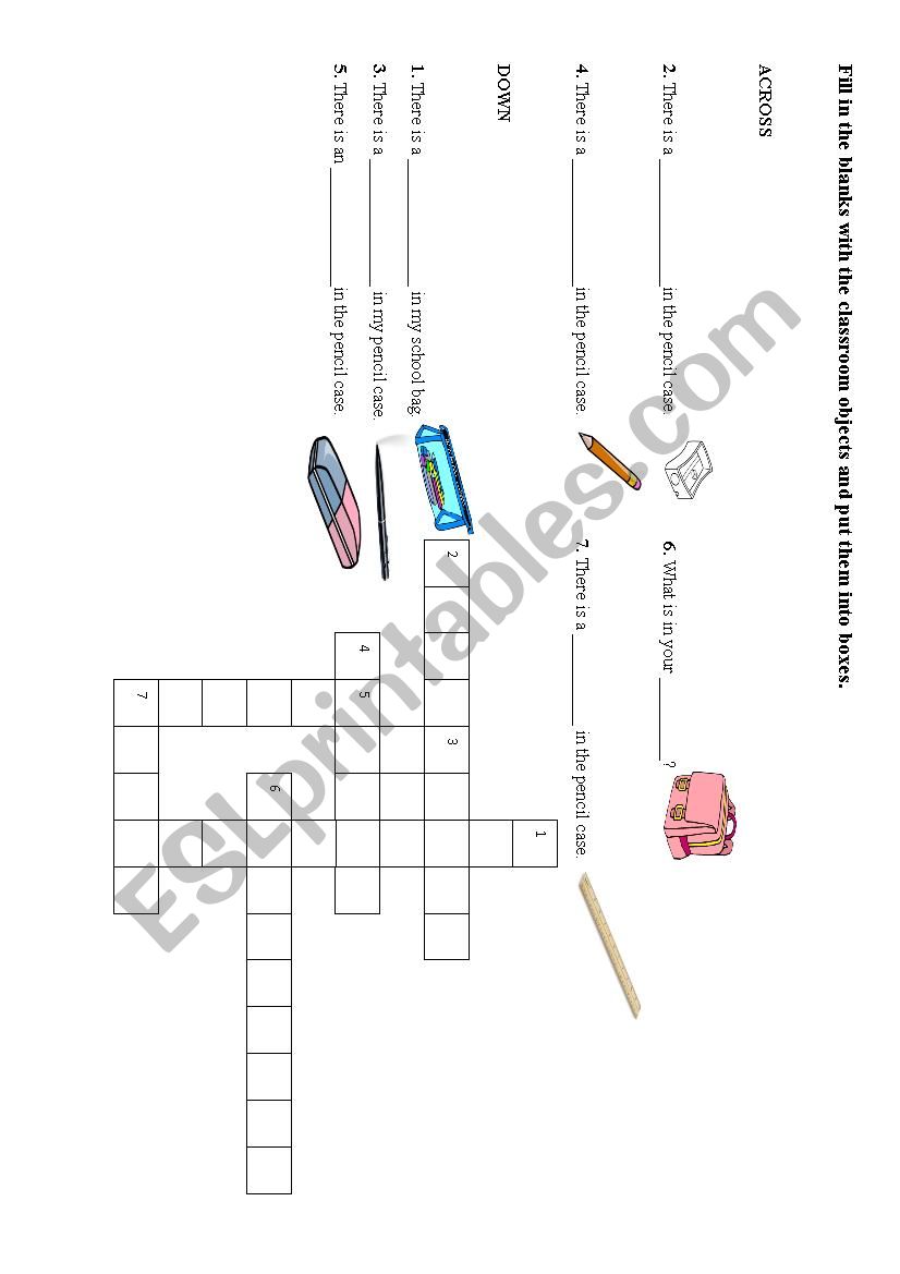 Classroom Objects Crossword-puzzle