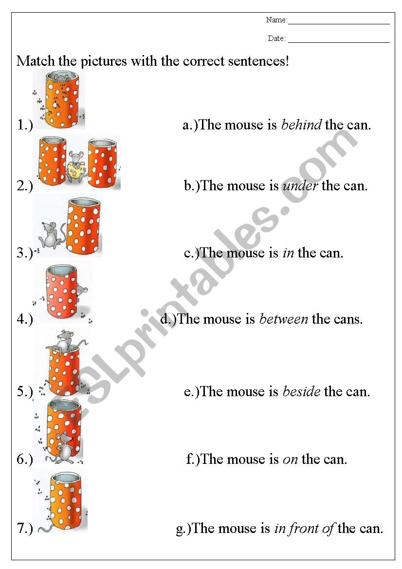 prepositions worksheet