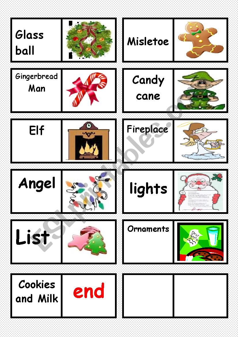 christmas domino ( 2/2) worksheet