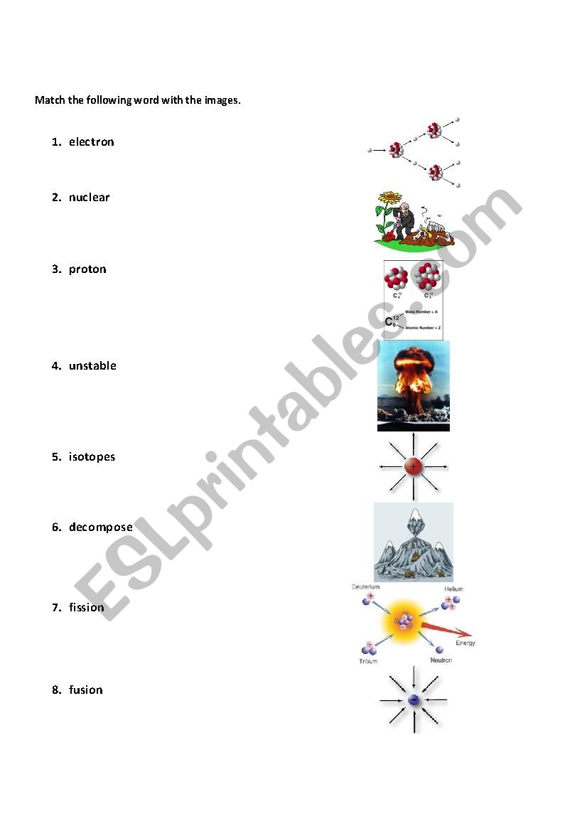 Science terms matching activity