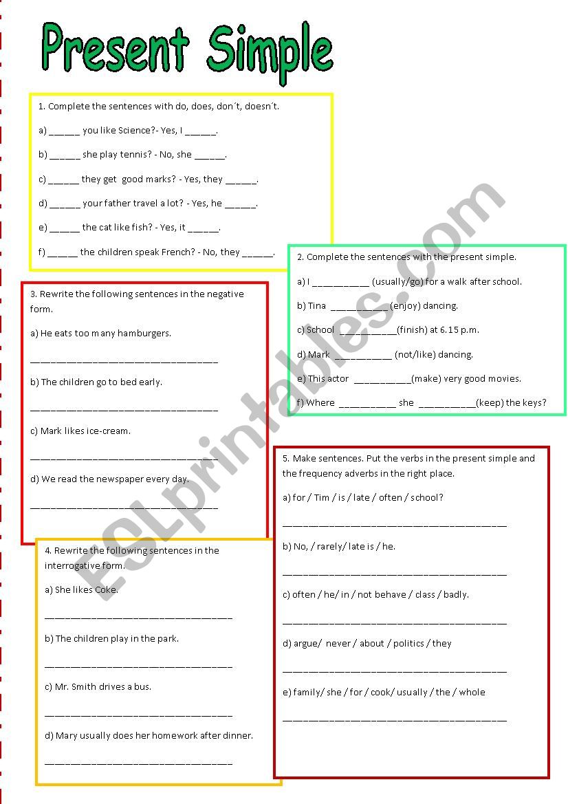 Present Simple exercise worksheet