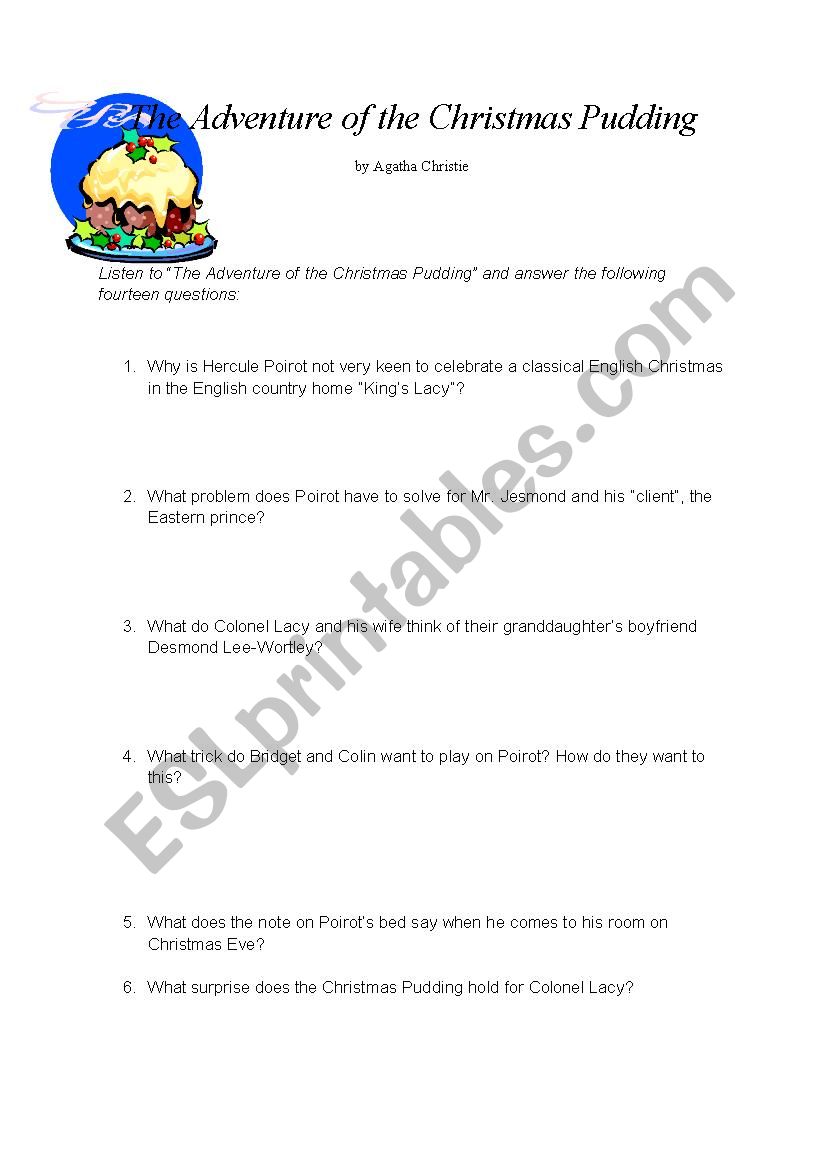 The Adventure of the Christmas Pudding - Listening Comprehension