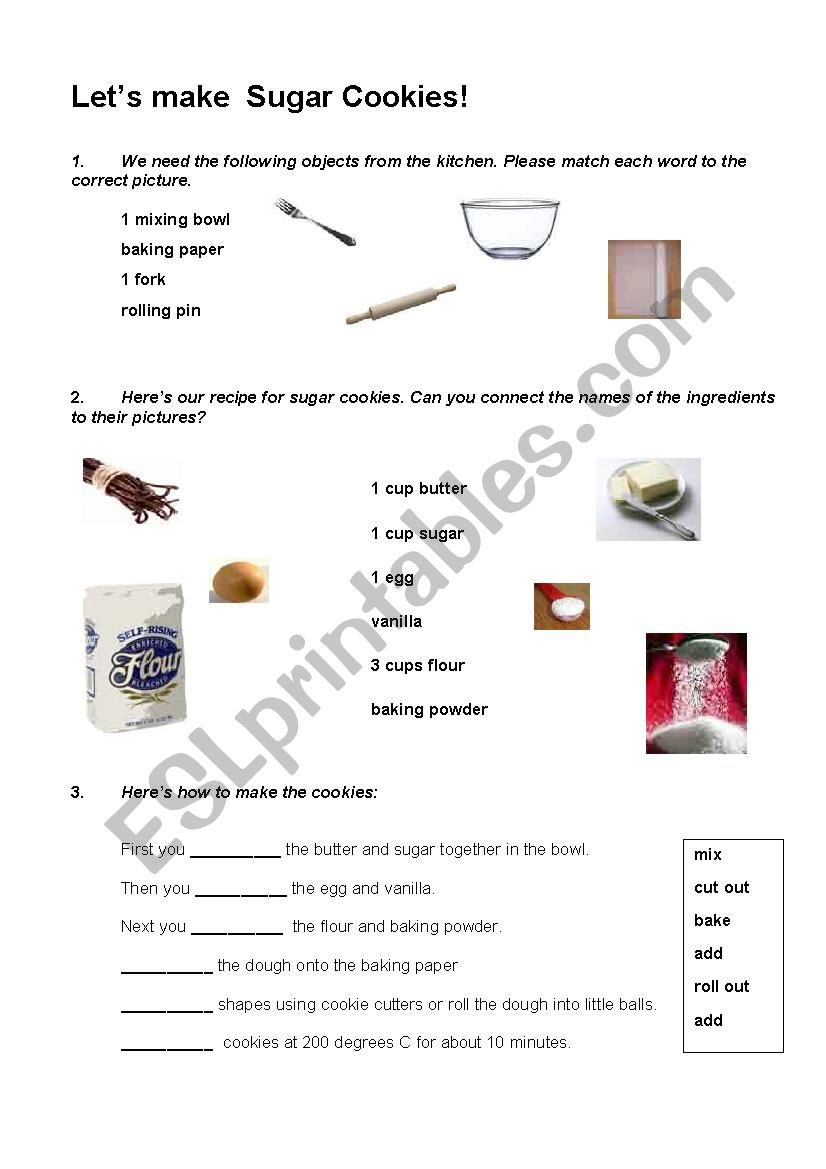 Making Christmas Cookies worksheet