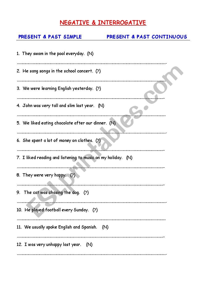 simple past negative and interrogative