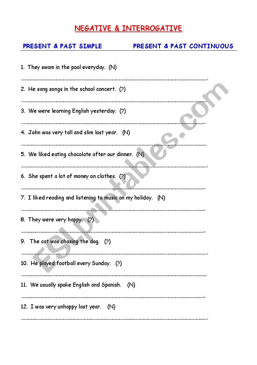 Simple Past Negative And Interrogative ESL Worksheet By Lynnden