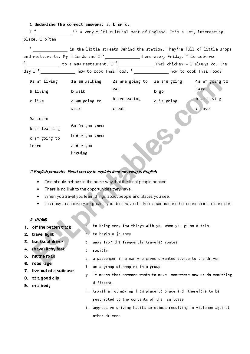 Idioms worksheet