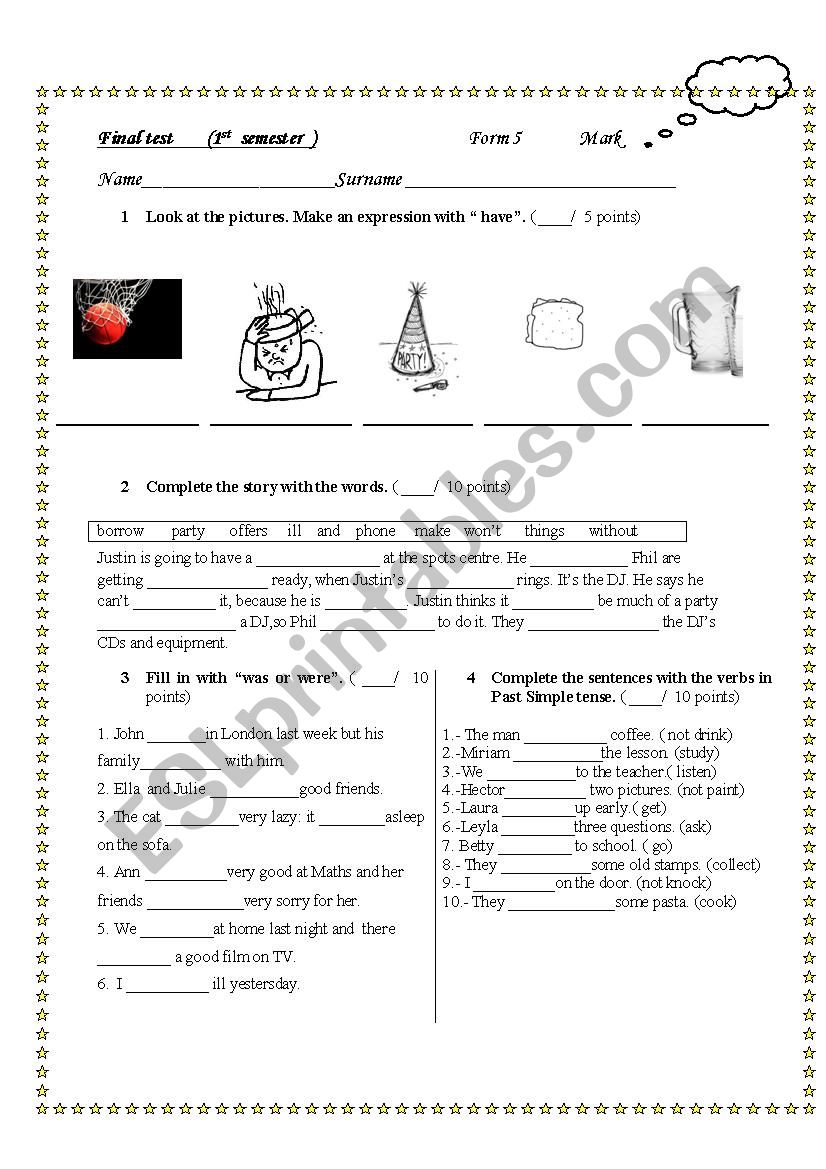 Final Test,Form 5 worksheet