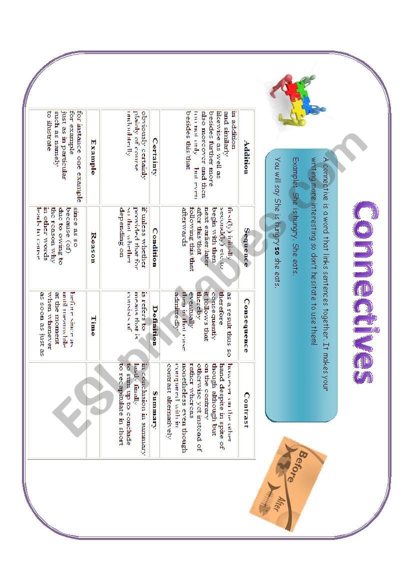 Connectives and conjunctions worksheet