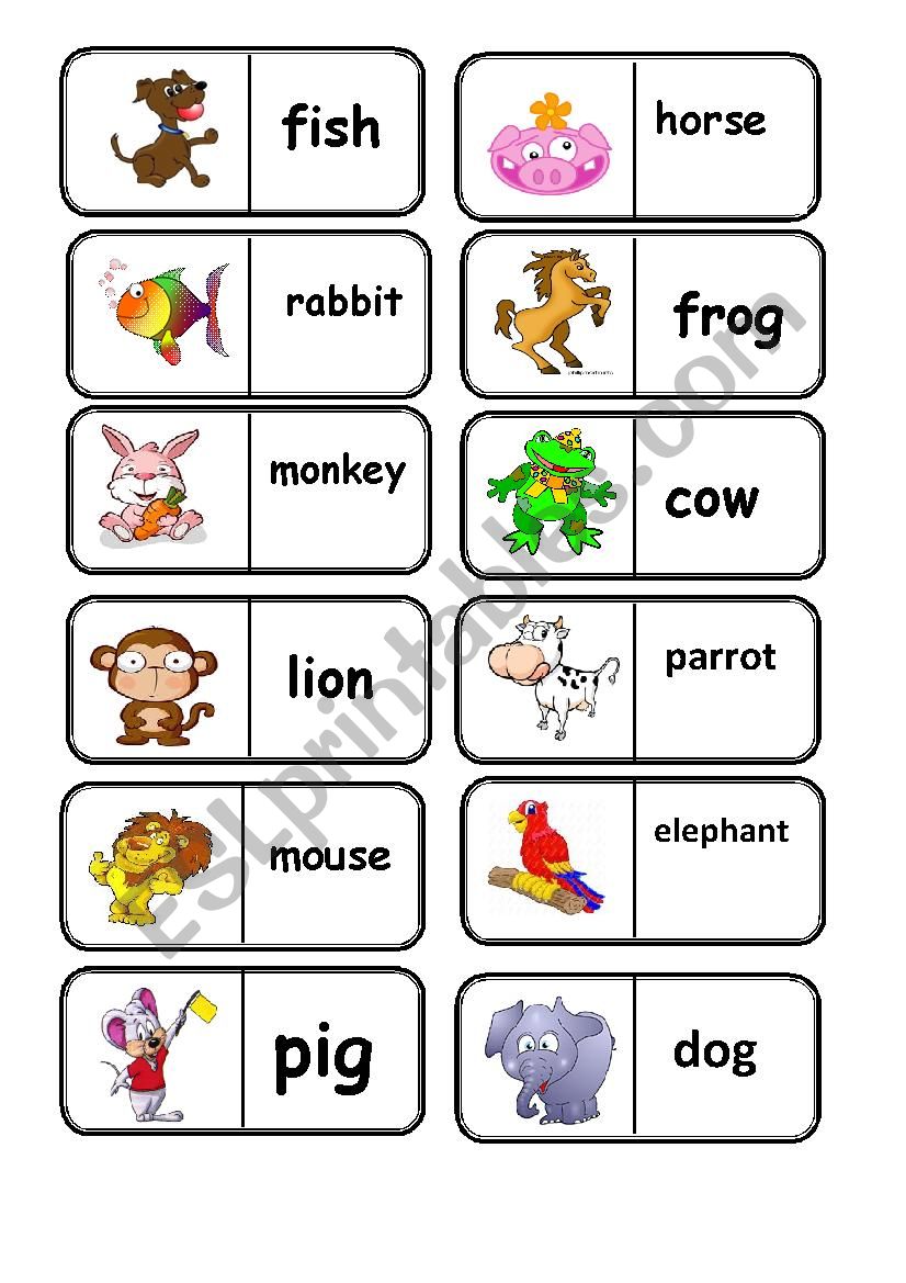 domino animals worksheet