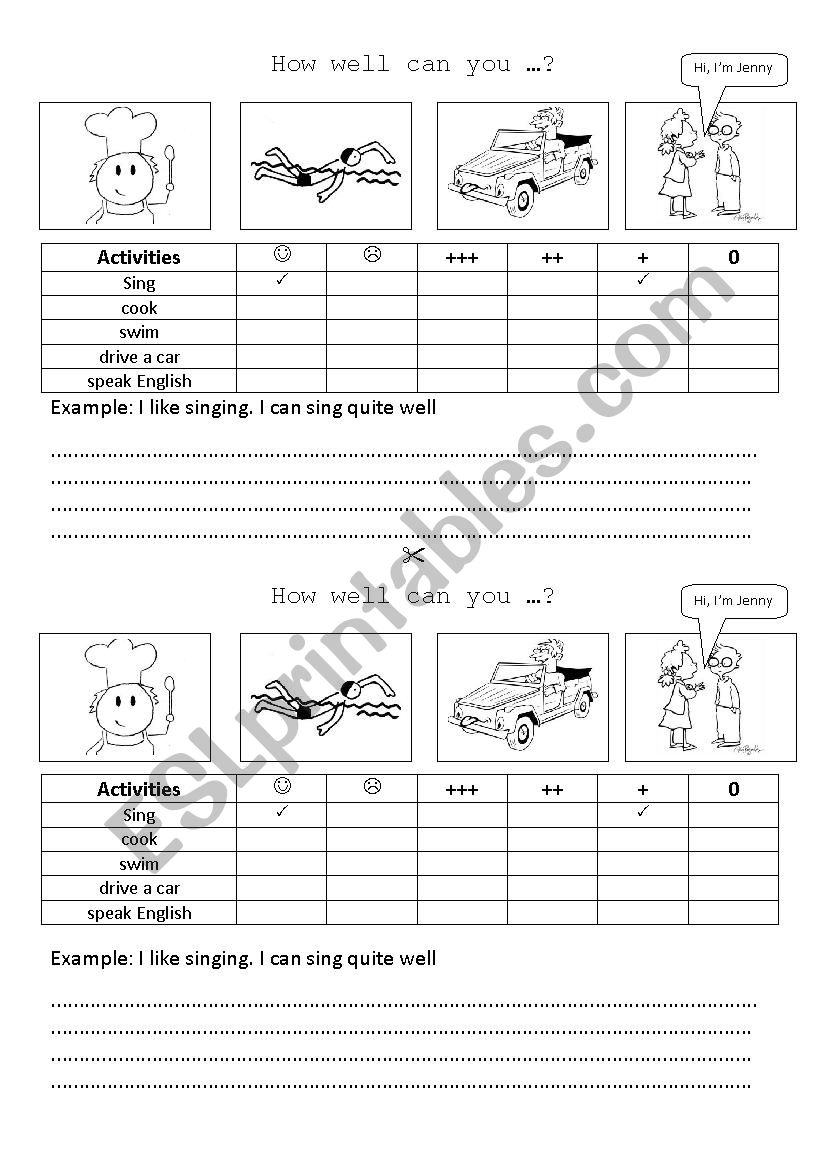How well can you ? worksheet
