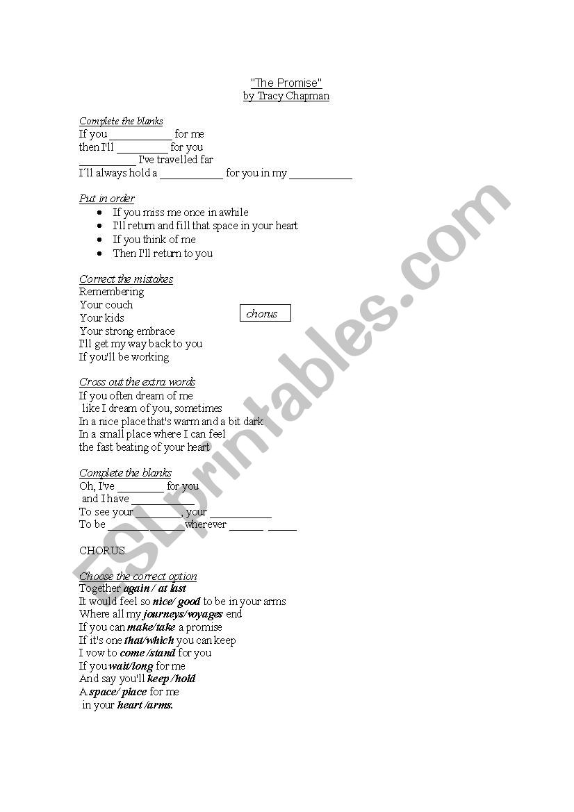 song;sorry worksheet
