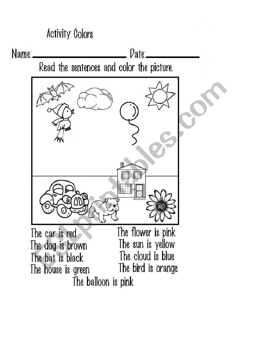 colors activity worksheet