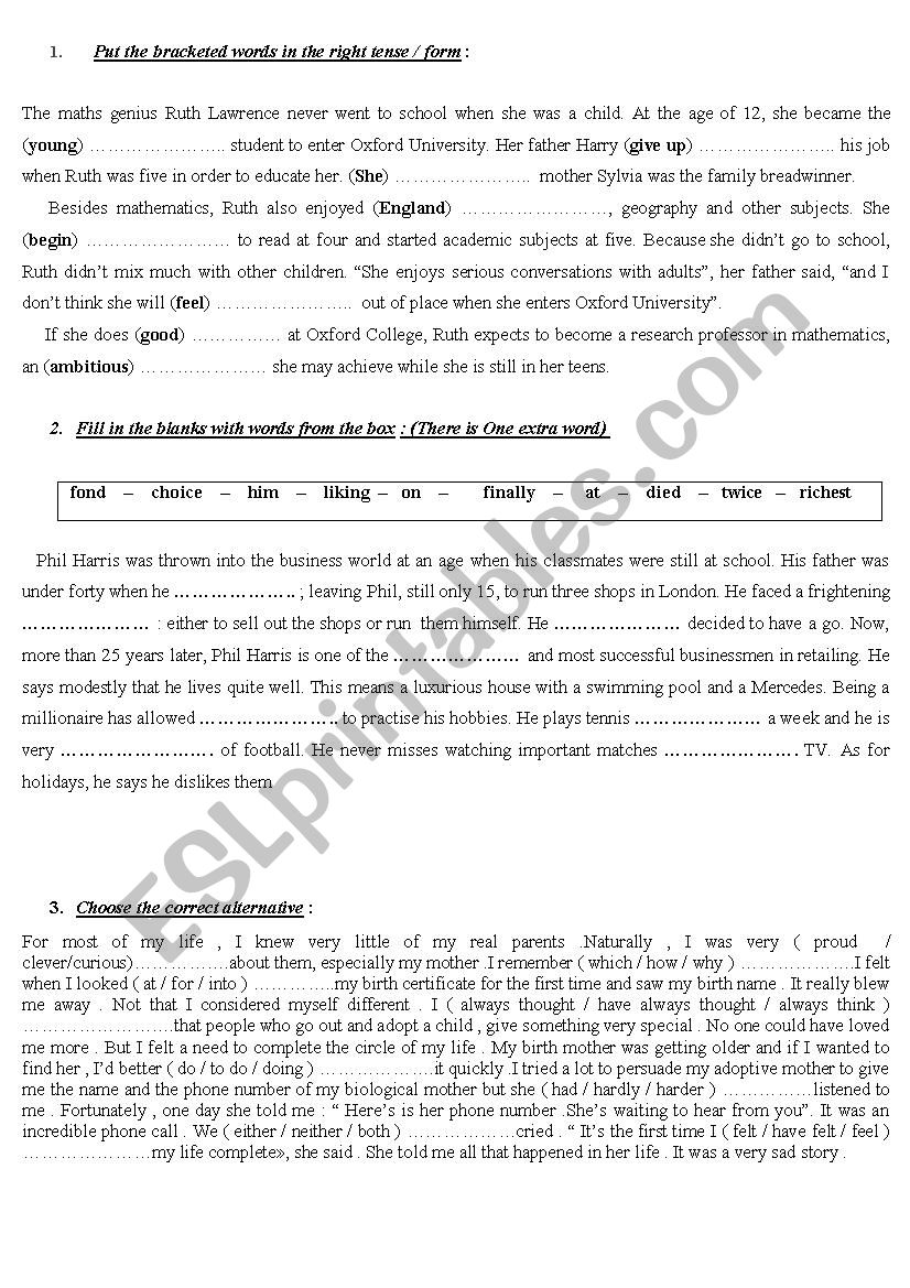 Language Practice  1st form worksheet