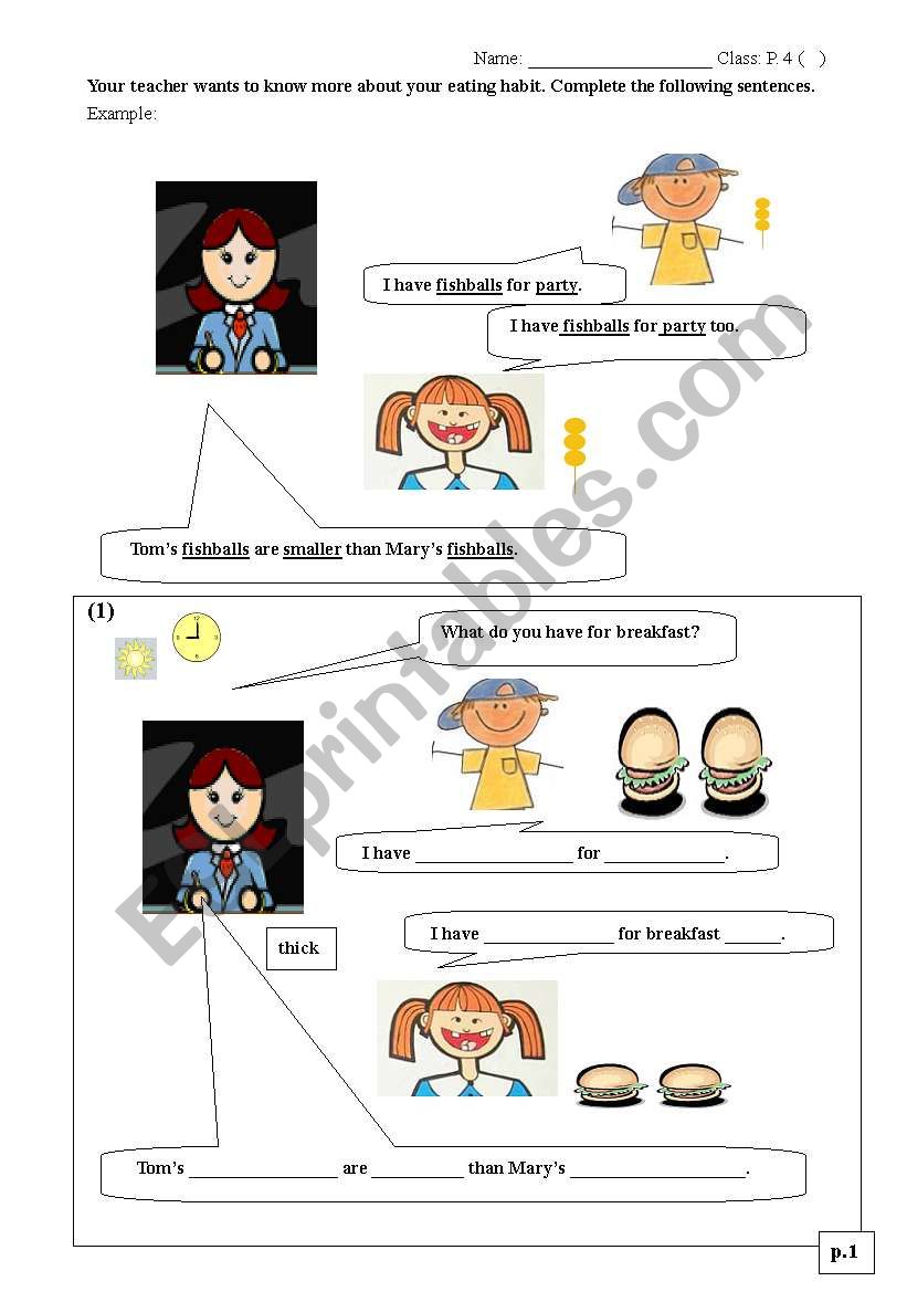 comparatives worksheet