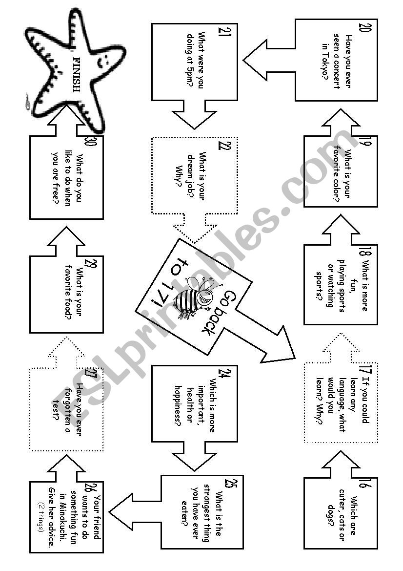 Questions Board Game  (pg2) worksheet