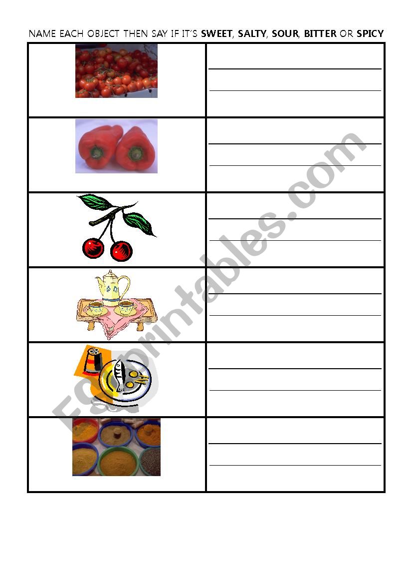 How does it taste? worksheet