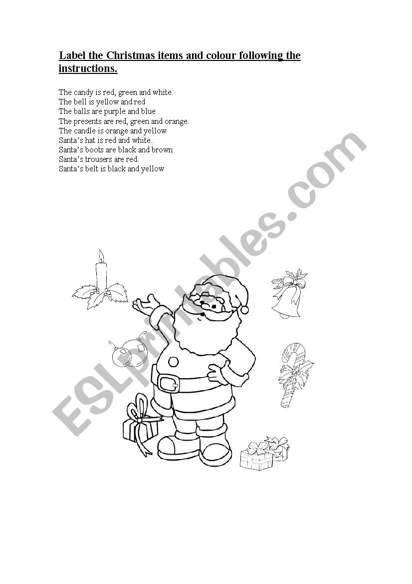 Colouring Christmas worksheet