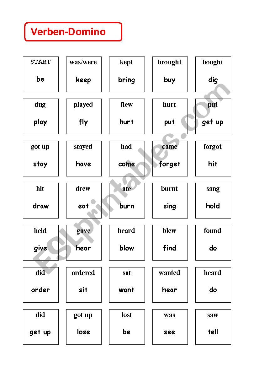 Domino Irregular Verbs  worksheet