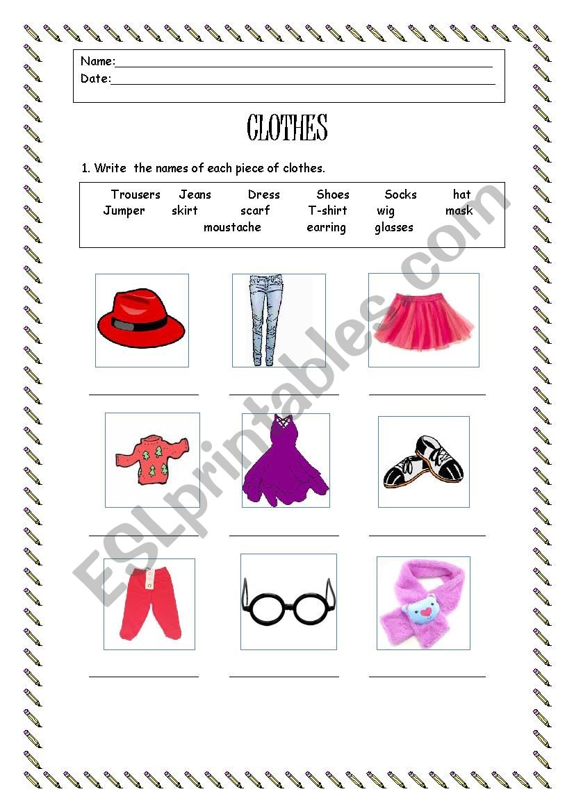 CLOTHES worksheet