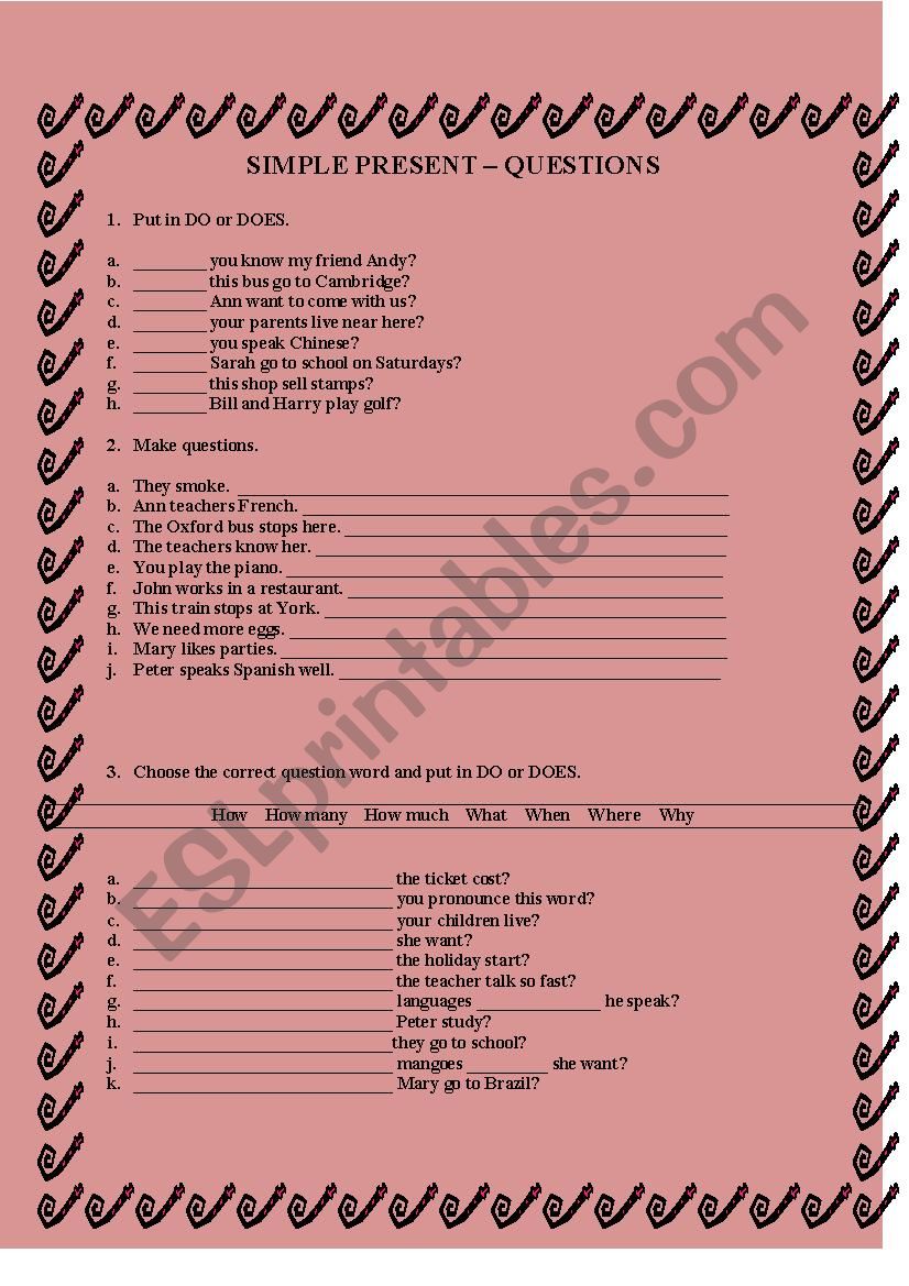 Simple Present worksheet