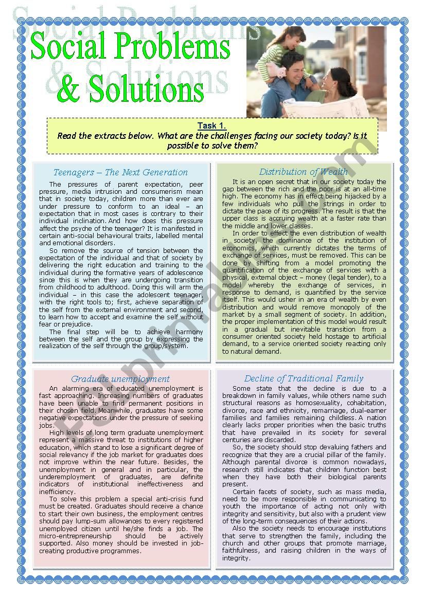 Social Problems and Solutions worksheet
