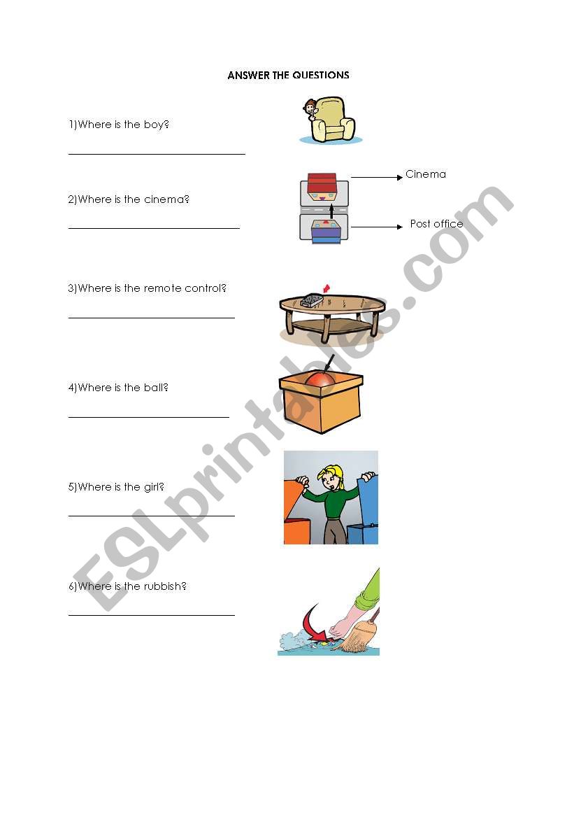 preposition of place worksheet