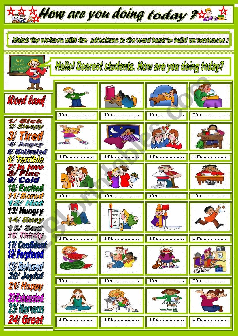 How are you today? + Key worksheet