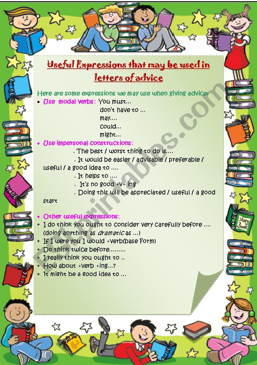 USEFUL EXPRESSIONS FOR A LETTER OF ADVICE