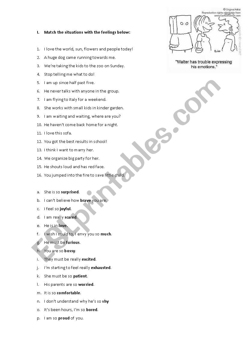 Emotions&feelings worksheet