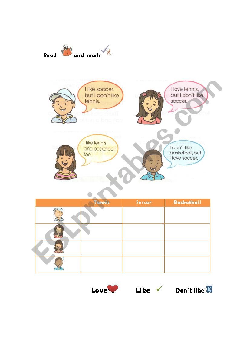 likes and dislikes worksheet