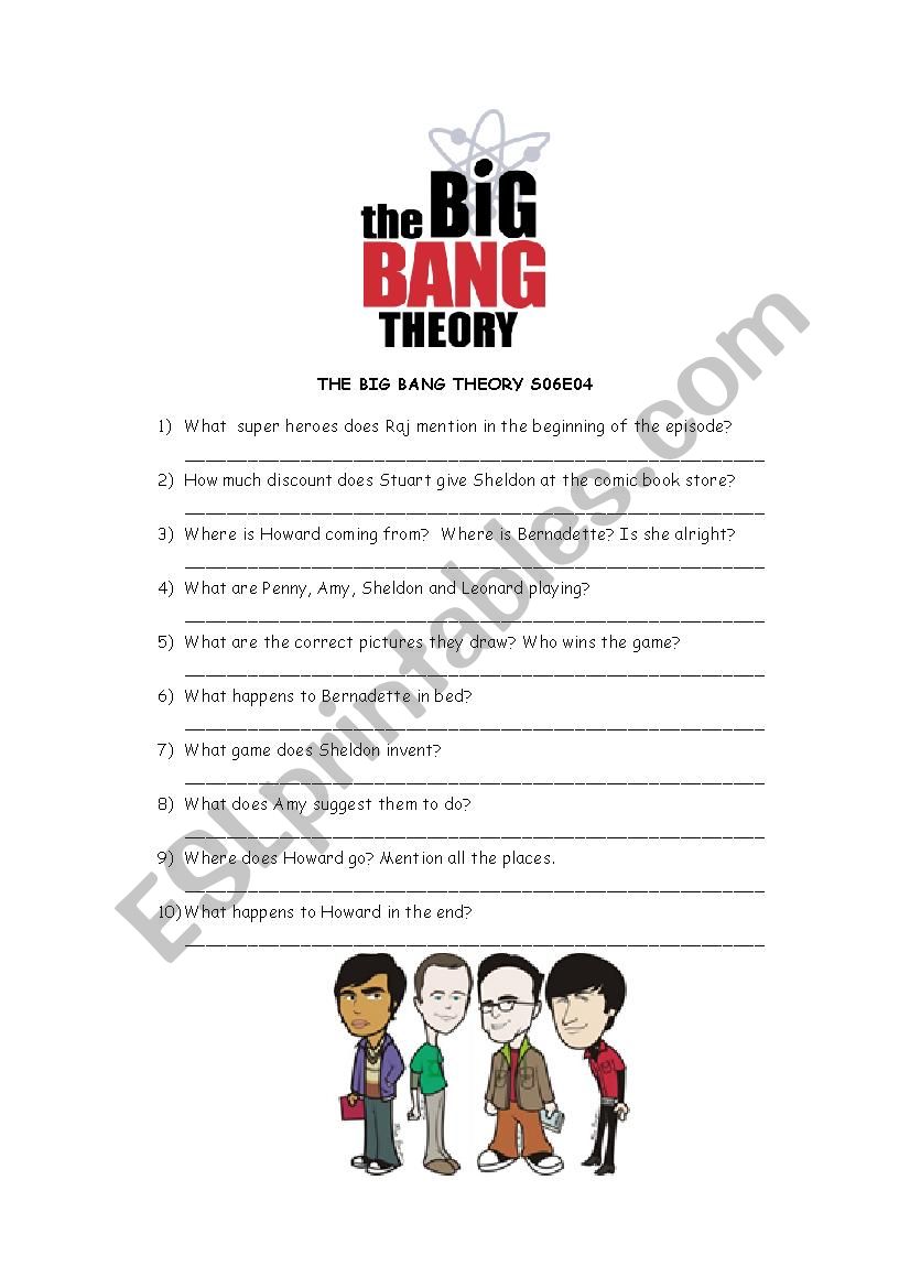 The Big Bang Theory worksheet