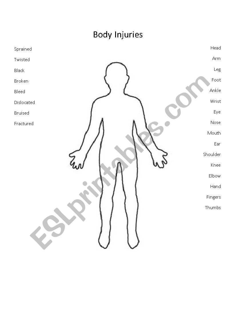 Body injuries worksheet