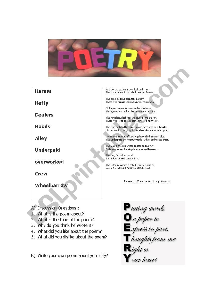 Poem about London worksheet