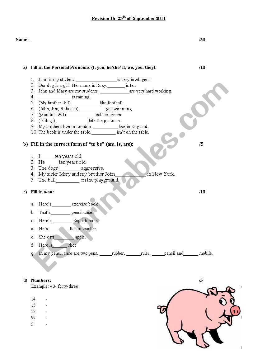 Revision Beginners/ Early Elementary