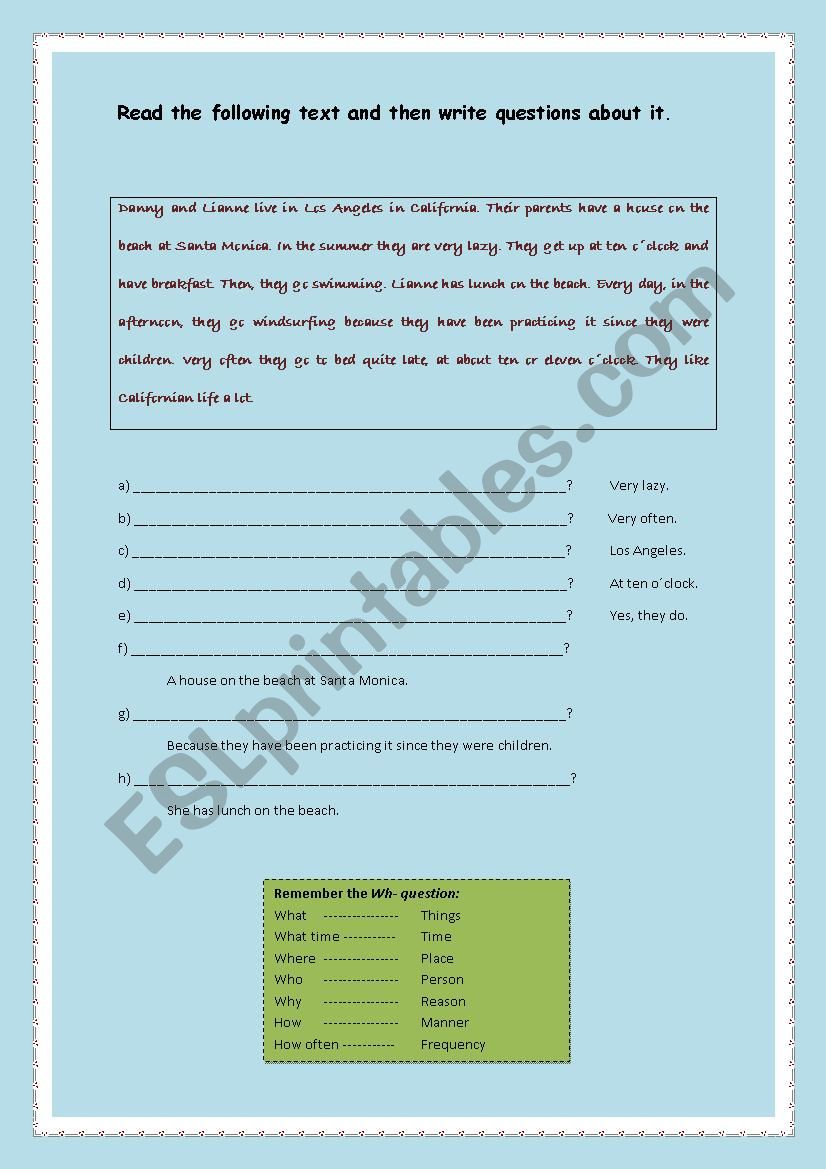 Make questions worksheet