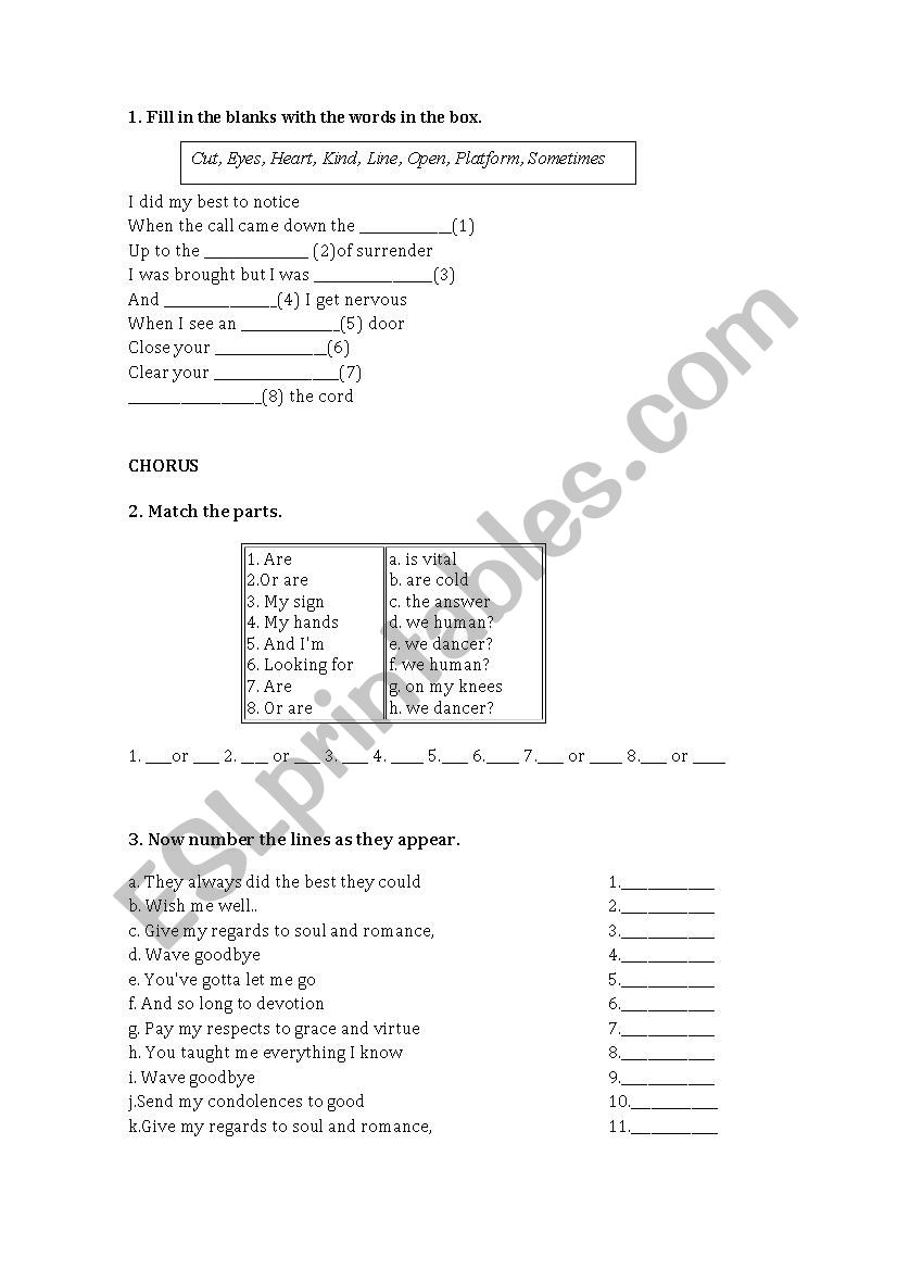 human the killers worksheet