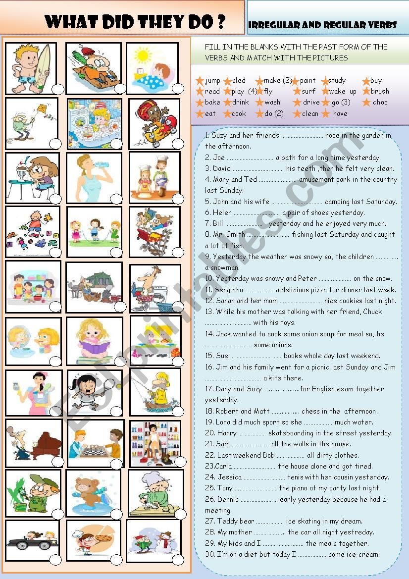 SIMPLE PAST TENSE REGULAR IRREGULAR VERBS