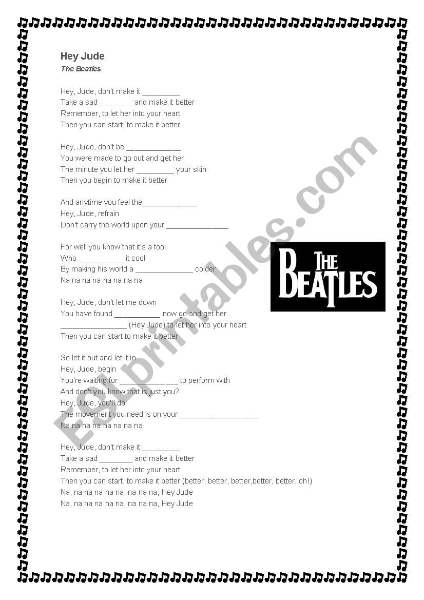 Hey Jude - Beatles Song worksheet